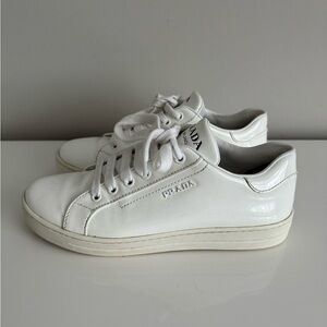 Prada White Patent Leather Fashion Sneakers